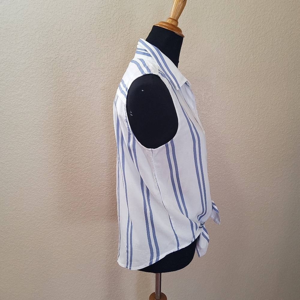Beachlunchlounge Button Down Striped Tie Shirt M - Picture 3 of 9